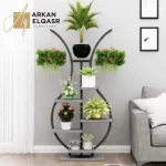 ارفف تخزين شيك من الاستيل الاسود والخشب