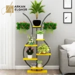 ارفف تخزين شيك من الاستيل الاسود والخشب