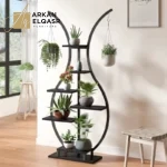 ارفف تخزين شيك من الاستيل الاسود والخشب