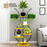 ارفف تخزين شيك من الاستيل الاسود والخشب