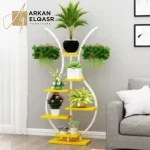 ارفف تخزين شيك من الاستيل الاسود والخشب