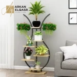 ارفف تخزين شيك من الاستيل الاسود والخشب