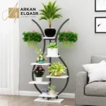 ارفف تخزين شيك من الاستيل الاسود والخشب