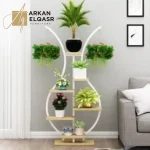 ارفف تخزين شيك من الاستيل الاسود والخشب