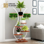 ارفف تخزين شيك من الاستيل الاسود والخشب