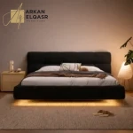 سرير منخفض مع إضاءة بتصميم عصري وجودة عالية