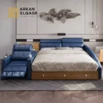 سرير مع كرسي وخزانات متعددة