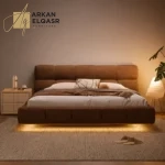 سرير منخفض مع إضاءة بتصميم عصري وجودة عالية