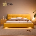 سرير منخفض مع إضاءة بتصميم عصري وجودة عالية