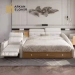 سرير مع كرسي وخزانات متعددة