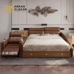 سرير مع كرسي وخزانات متعددة