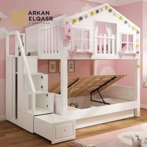 سرير أطفال دورين بتصميم مميز - آمن وعصري - خشب هندسي عالي الجودة - مناسب للمساحات الصغيرة