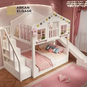 سرير أطفال دورين بتصميم مميز - آمن وعصري - خشب هندسي عالي الجودة - مناسب للمساحات الصغيرة