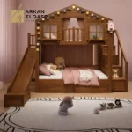سرير أطفال دورين بتصميم مميز - آمن وعصري - خشب هندسي عالي الجودة - مناسب للمساحات الصغيرة