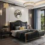 سرير غرفة نوم مميز مع طاولات جانبية