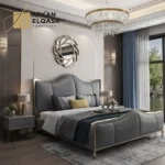 سرير غرفة نوم مميز مع طاولات جانبية