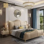سرير غرفة نوم مميز مع طاولات جانبية