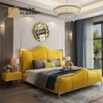 سرير غرفة نوم مميز مع طاولات جانبية