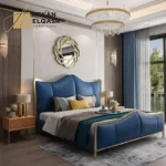 سرير غرفة نوم مميز مع طاولات جانبية