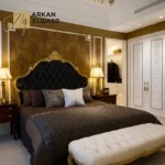 سرير نوم ملكي أنيق مع 2 طاولة