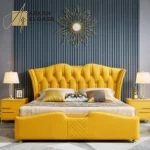 سرير نوم جلد مع 2 كمودينه