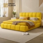 سرير نوم من جلد بتصميم بسيط