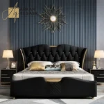 سرير نوم جلد مع 2 كمودينه