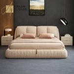 سرير نوم فاخر شيك مع 2 طاولة جانبية