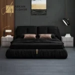 سرير نوم فاخر شيك مع 2 طاولة جانبية