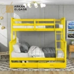 سرير أطفال دورين مع سعة تخزين – تصميم عملي من خشب متين – سلم جانبي آمن – مثالي للمساحات الصغيرة