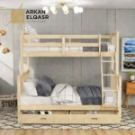 سرير أطفال دورين مع سعة تخزين – تصميم عملي من خشب متين – سلم جانبي آمن – مثالي للمساحات الصغيرة