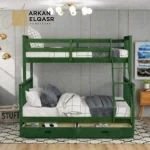 سرير أطفال دورين مع سعة تخزين – تصميم عملي من خشب متين – سلم جانبي آمن – مثالي للمساحات الصغيرة