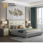 سرير جلد بتصميم بسيط