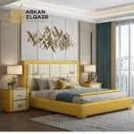 سرير جلد بتصميم بسيط