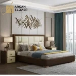 سرير جلد بتصميم بسيط