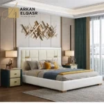 سرير جلد بتصميم بسيط