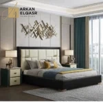 سرير جلد بتصميم بسيط