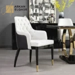 طاولة طعام رخام فاخرة بتصميم اسبانى مع كراسي