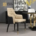 طاولة طعام رخام فاخرة بتصميم اسبانى مع كراسي