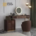 طاولة تسريحة بتصميم مميز مع مرايا و كرسي
