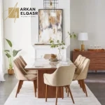 طاولة طعام ٨ كراسي وسطح من الرخام