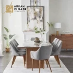 طاولة طعام ٨ كراسي وسطح من الرخام