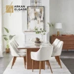 طاولة طعام ٨ كراسي وسطح من الرخام