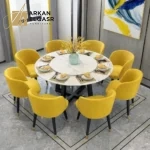 طاولة طعام رخام مع ثمانية مقاعد فاخرة