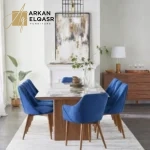 طاولة طعام ٨ كراسي وسطح من الرخام