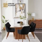 طاولة طعام ٨ كراسي وسطح من الرخام