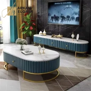 طقم طاولة مجلس مع طاولة تلقزيون