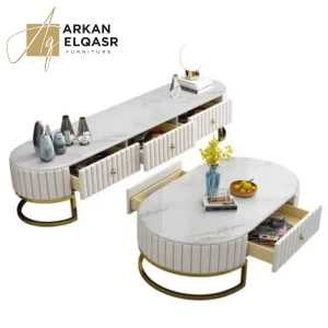 طقم طاولة مجلس مع طاولة تلقزيون