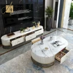 طقم طاولة مجلس مع طاولة تلقزيون