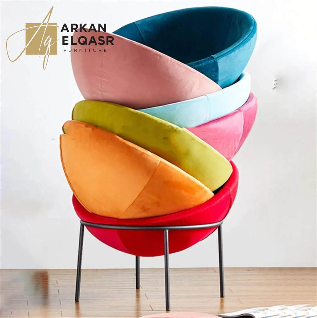 كرسى دائري مريح بهيكل معدني قوي